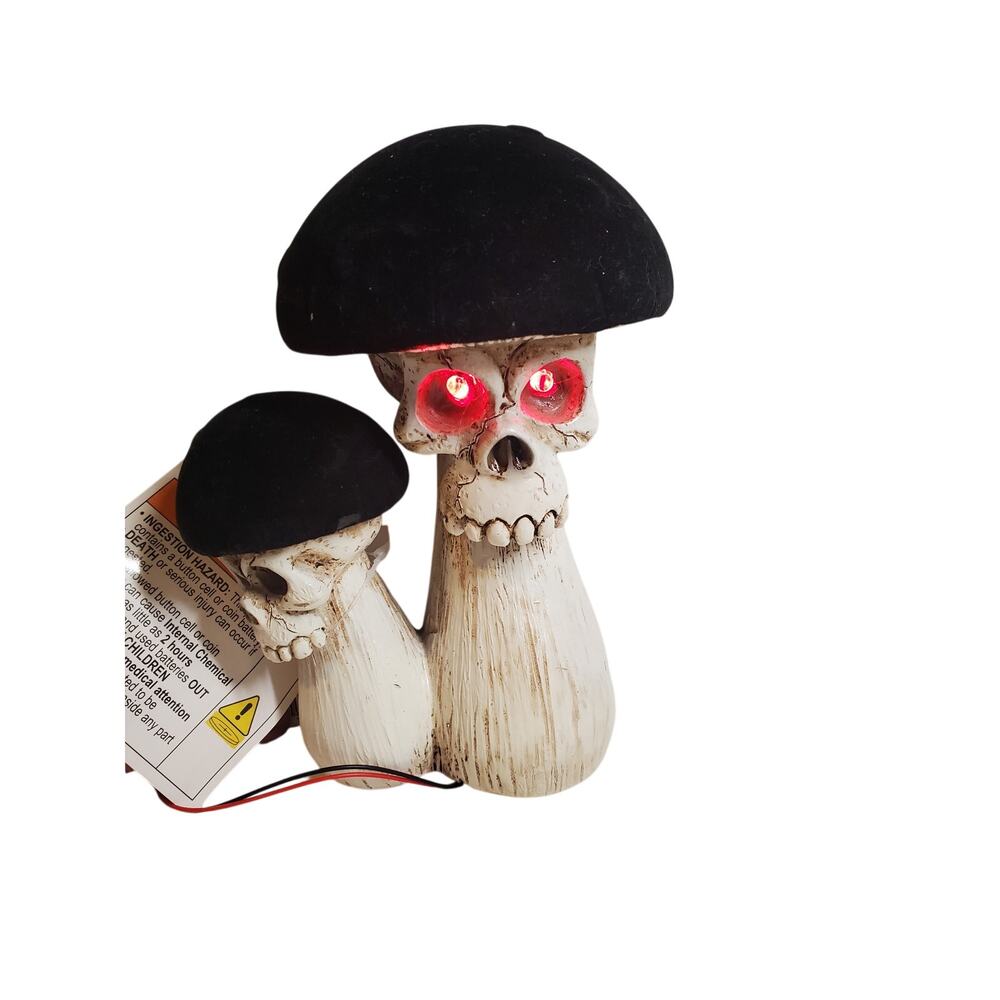 Halloween Light Up Skull Mushrooms - 7"